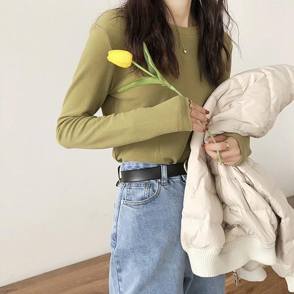 5컬러 파스텔톤 여성 데일리 라운드넥 긴팔티 LKT219