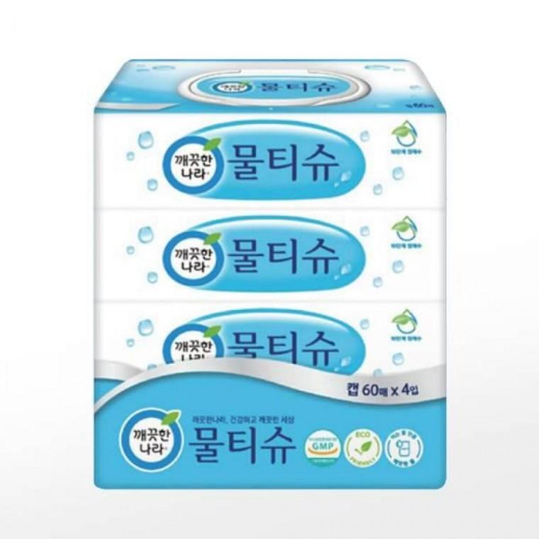 깨끗한나라 물티슈 캡형(신) (60매x4입)