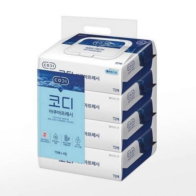 코디 물티슈 아쿠아후레쉬 (72매x4입)