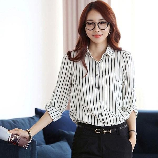 체크블라우스 편안한옷
