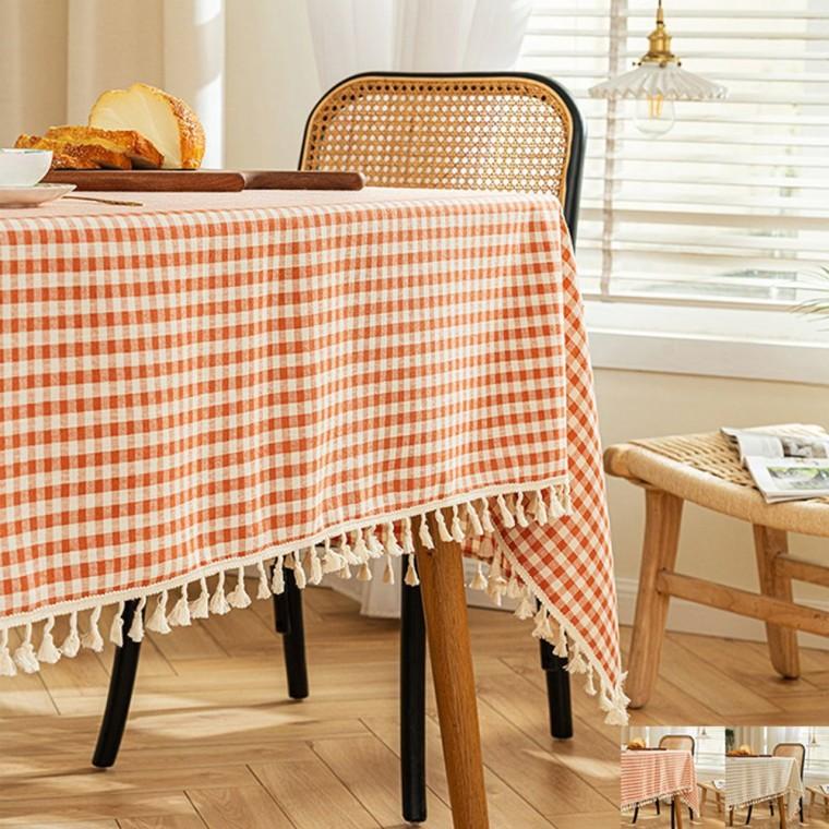 흠카페 식탁보 135x240cm 데일리 체크 테이블보 캠핑테이블보 6인용식탁보 방수식탁보