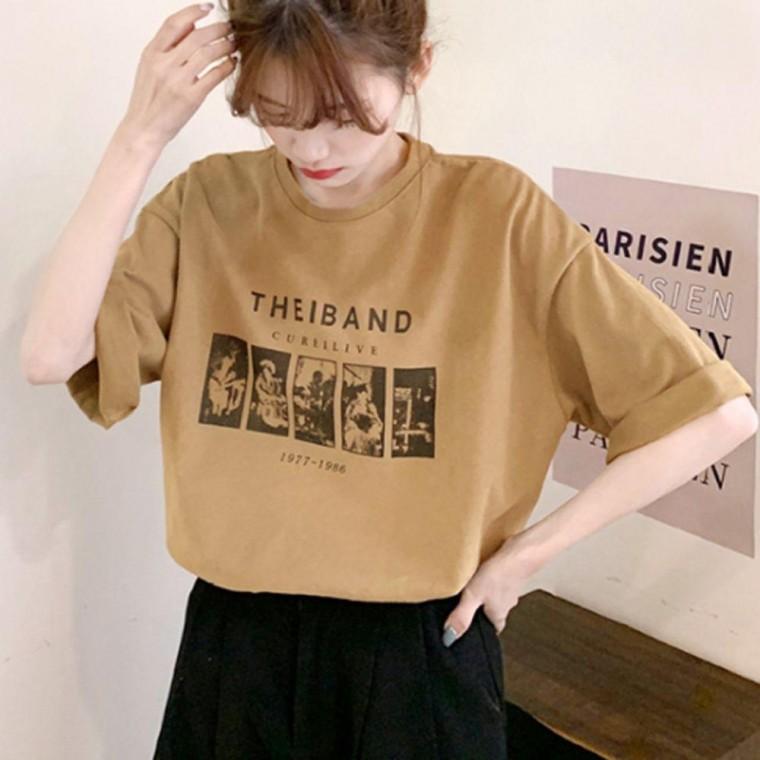 캐주얼 여자 여름 프린팅 반팔티 1P 데일리 패션 티셔츠