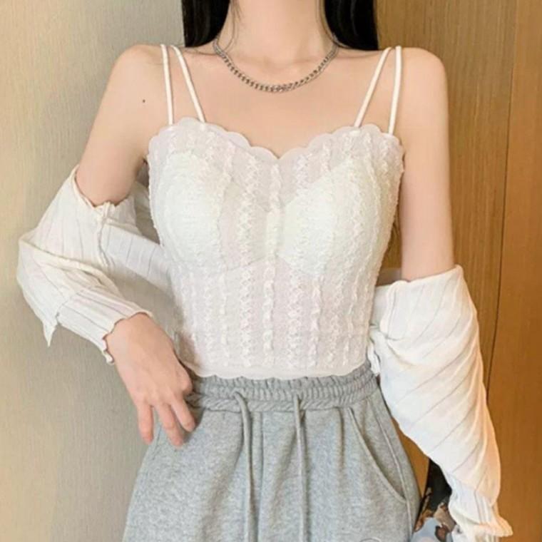 레이스 여자 캡내장 브라탑 끈나시 1P 민소매 이너