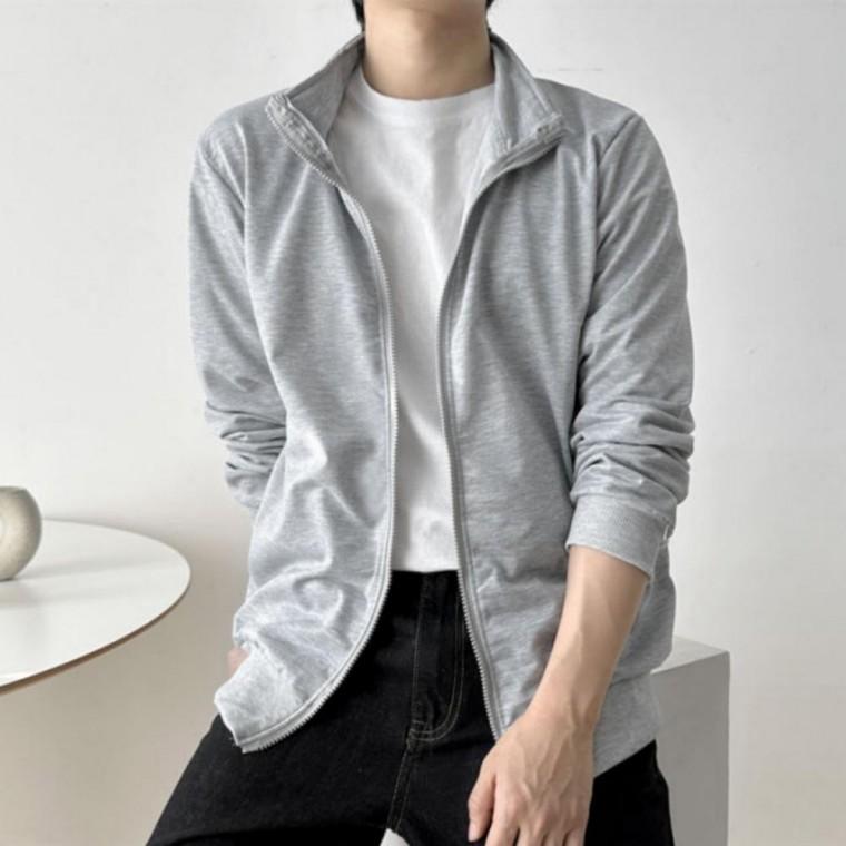 남성 데일리 긴팔 무지 집업 간절기 트레이닝 상의