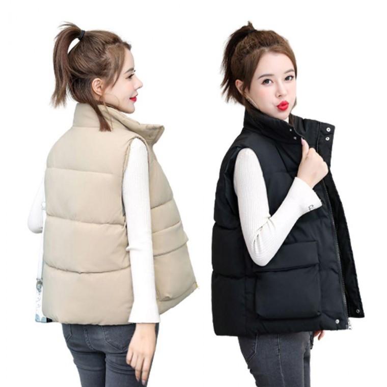 여성 블랙색상 하이넥 데일리 패딩 조끼 쪼끼 여성 여자 조끼 패딩 베스트 겨울