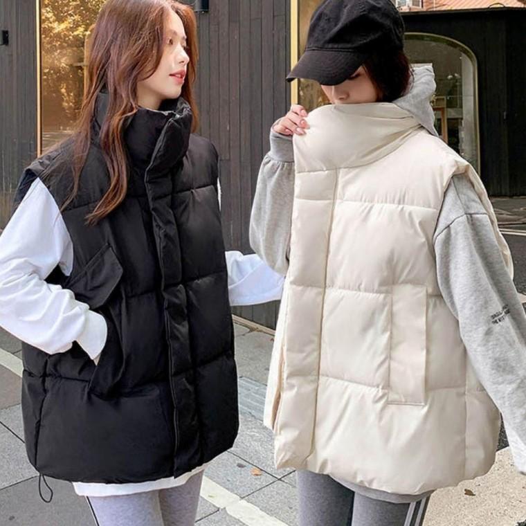 여자 겨울 포근넥 하이넥 캐주얼 패딩조끼 패딩베스트 여자패딩조끼 여성패딩조끼 오버핏패딩조끼 터틀넥