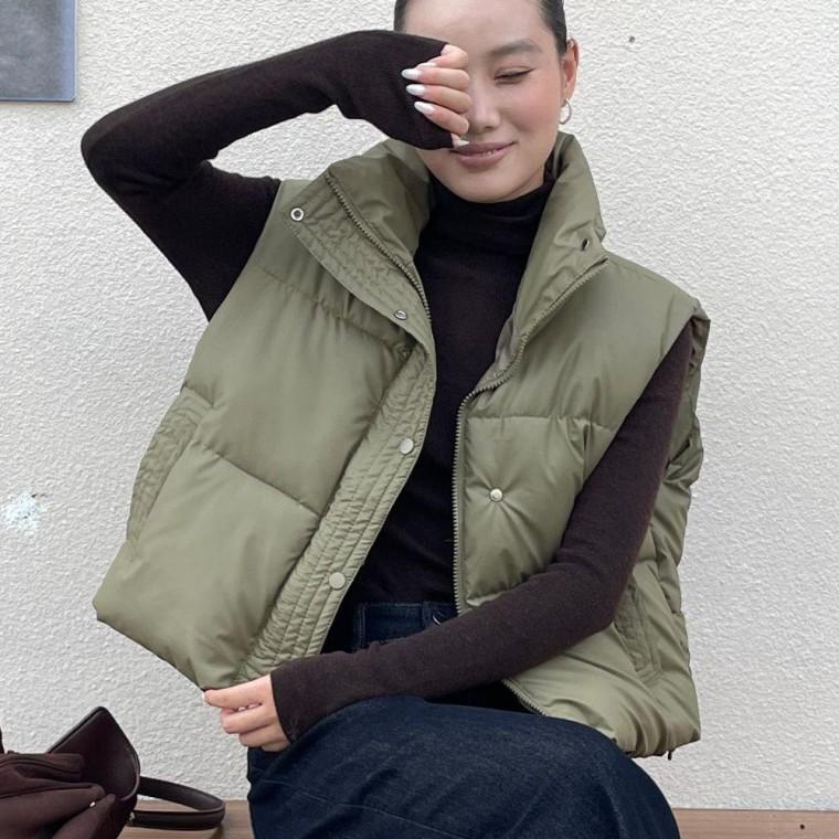 여성 숏패딩 조끼 베스트 짧은 경량 여성 겨울 베스트 조끼 숏패딩 크롭