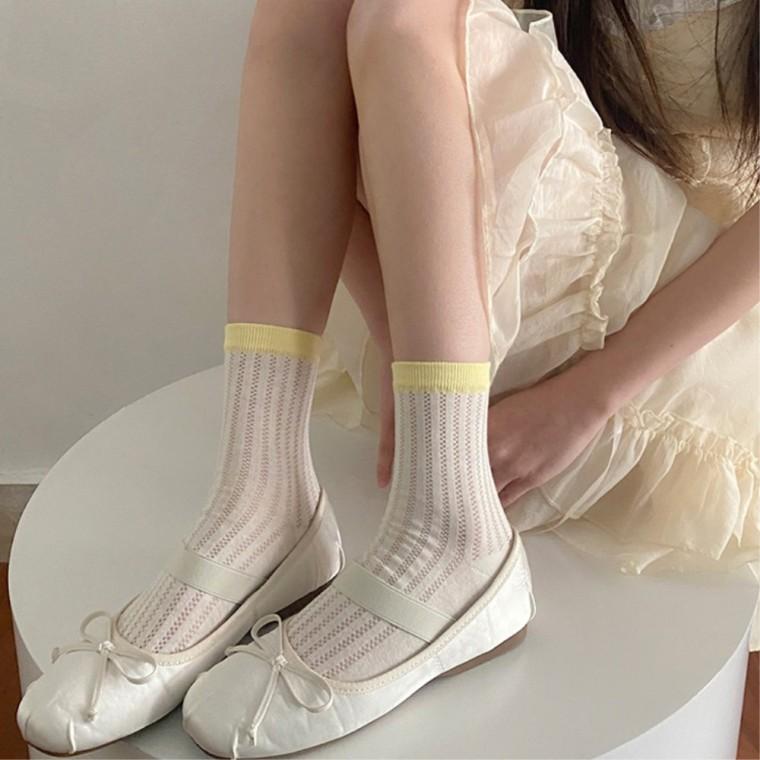 플랫구두양말 4종 세트 중목 로퍼 코디 목이긴양말 중학생양말 여성스러운 롱삭스 하프삭스 발목긴양말
