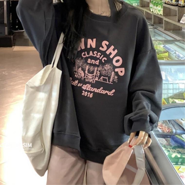 기모맨투맨티셔츠 여성용 라운드넥 데일리코디아이템 스타일리시한 여성긴팔티 커플티셔츠 코디하기편한