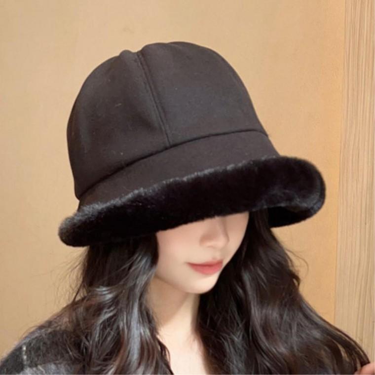 털버킷햇 두꺼운 방한모자 한파대비 여자모자 여자털모자 여성모자 여성벙거지모자 유행타지않는 오버핏