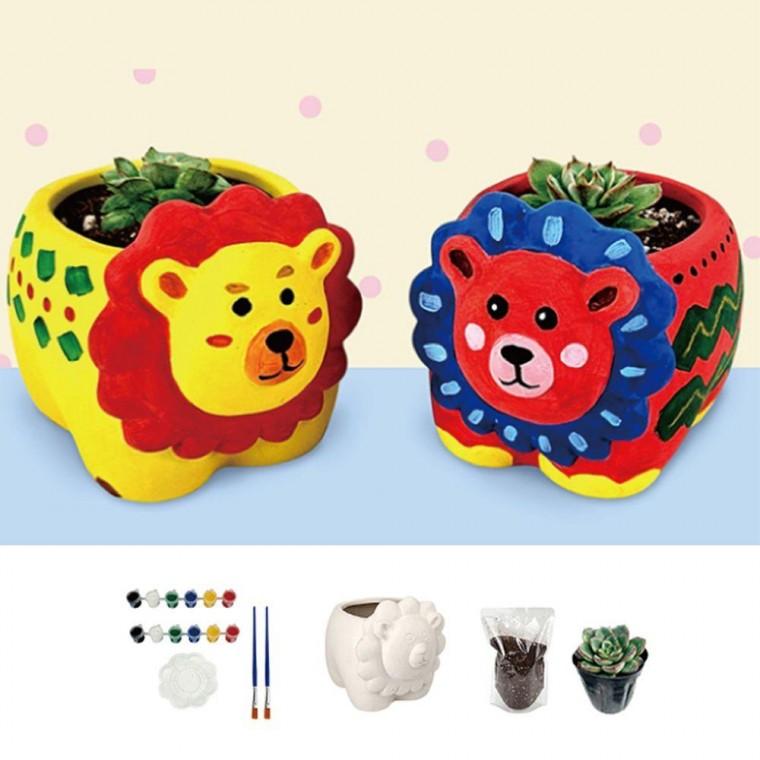 귀여운 사자 다육이 미니 화분 꾸미기 만들기 키트 재료 DIY 세트
