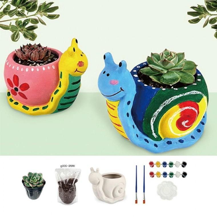 달팽이 다육이 미니 화분 꾸미기 만들기 키트 재료 DIY 세트