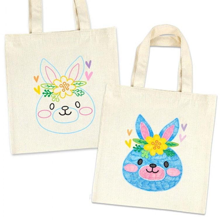 꽃 토끼 에코백 꾸미기 천가방 색칠하기 만들기 키트 재료 DIY 세트 (도안인쇄형)