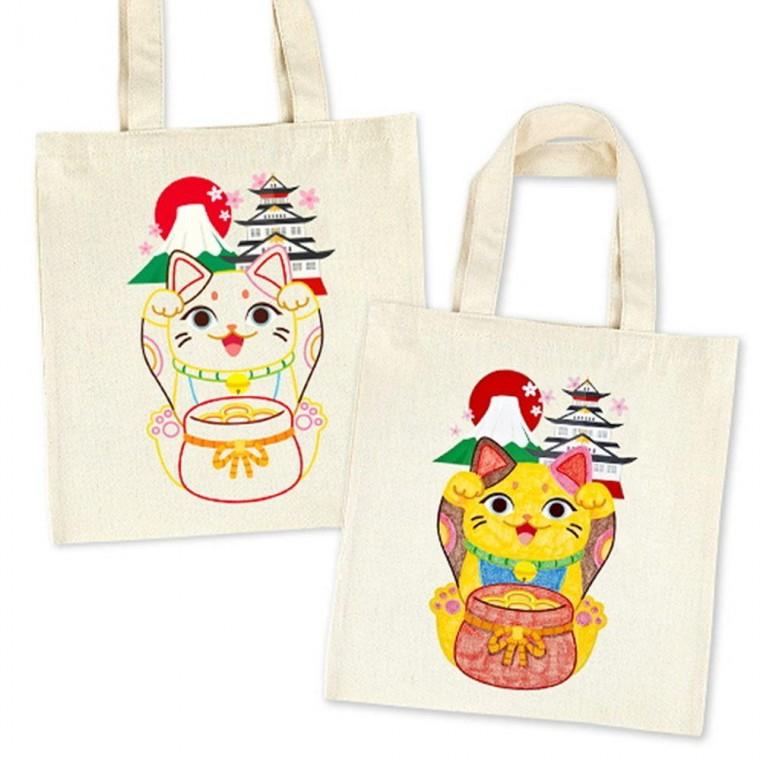일본 고양이 에코백 꾸미기 천가방 색칠하기 만들기 키트 재료 DIY 세트 (도안인쇄형)