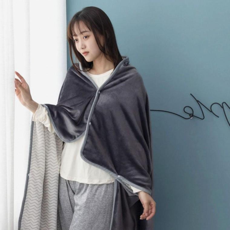 이중 똑딱이단추 극세사 담요 차박 망토 100x150cm 블랭킷 무릎담요