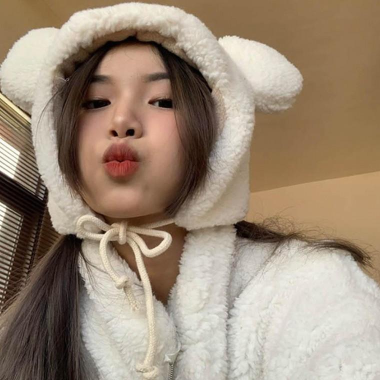 곰돌이 양털 뽀글이 털 귀도리 겨울 모자 귀달이모자 귀도리모자 넥워머