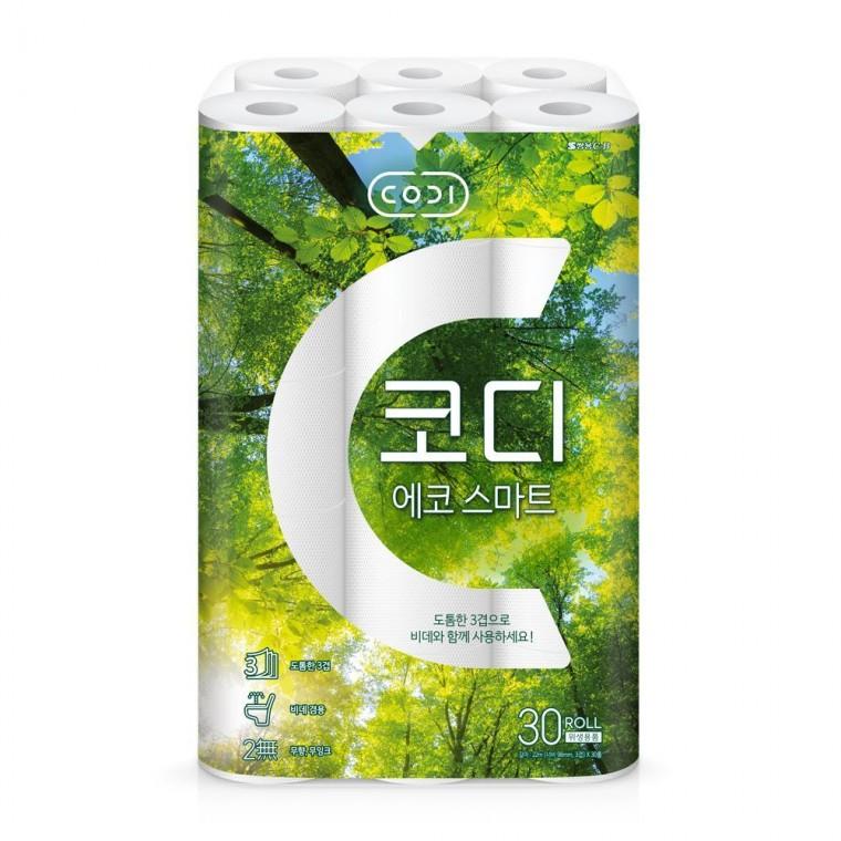 코디 에코스마트 두루마리 화장지 3겹 22m 30롤 1팩