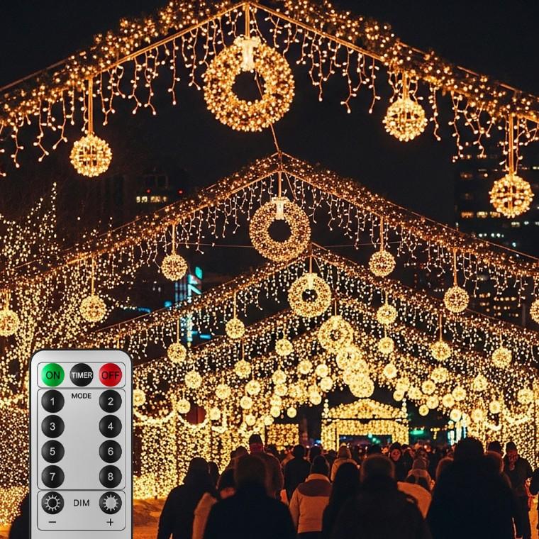 [은하수] LED 500구 투명선 USB 줄전구(50m) (웜색) (리모컨포함)
