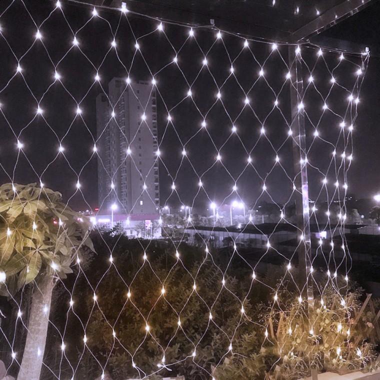 [은하수] 200구 녹색선 LED 그물네트 백색 지니전구(1mx2m) (전원잭포함) (연결가능)
