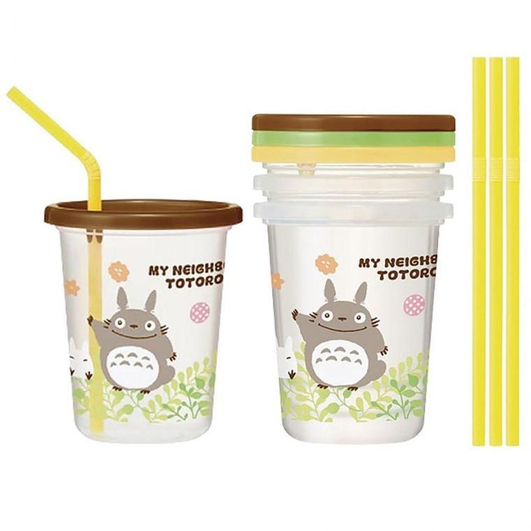 텀블러 스트로우 3개 320ml 토토로식물 1세트 빨대컵