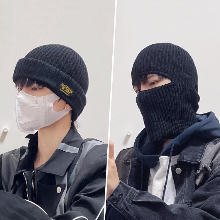 영문 패치 두건 겸용 패션 비니