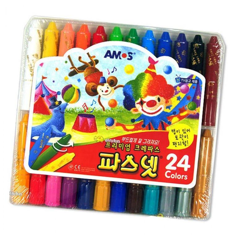 소프트 아모스 파스넷 크레용 24색 1P 색칠 크레파스