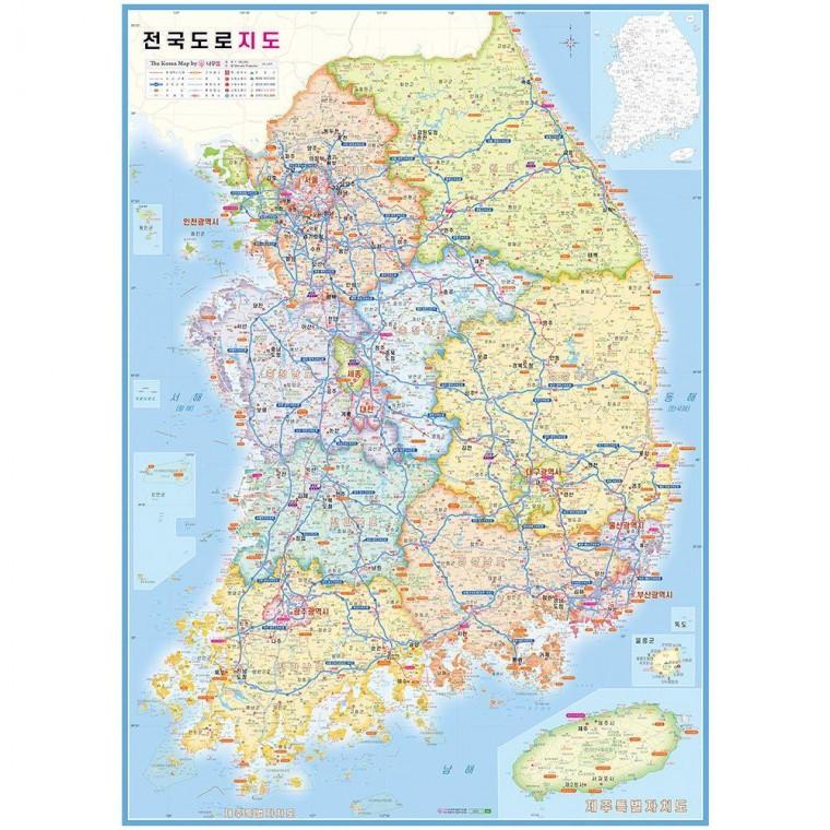 미니 휴대용 전국도로지도 국내 지도 포스터