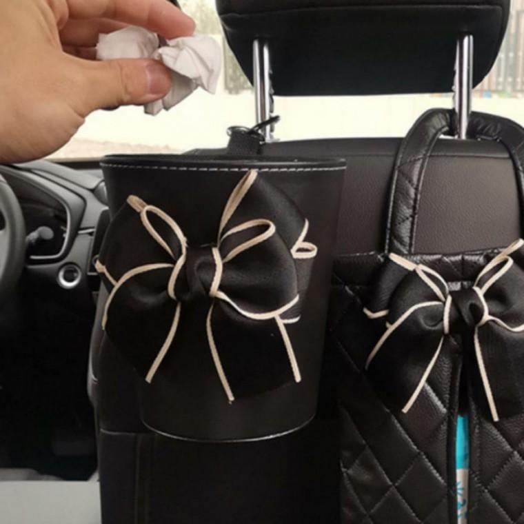 차량용 쓰레기통 걸이 고리 정리 자동차 리본