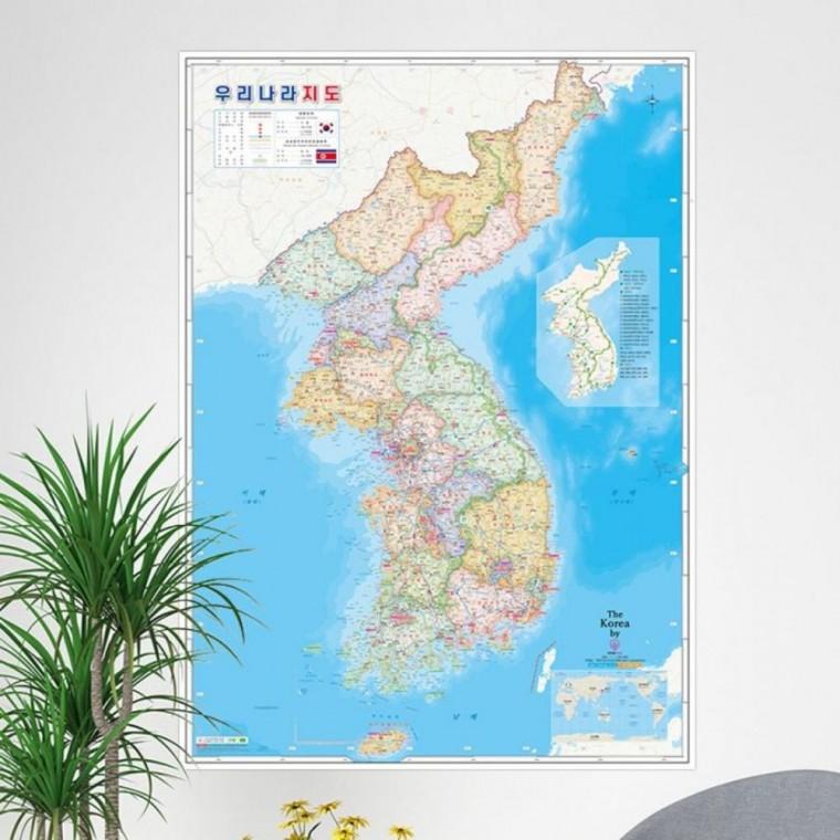 우리나라 국내 지도 코팅 전국 도로 여행 전도 포스터