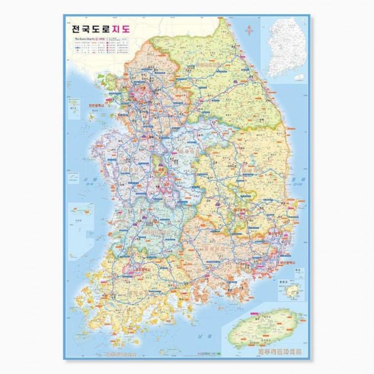 휴대용 국내지도 전국 도로 여행 관광 지도 포스터
