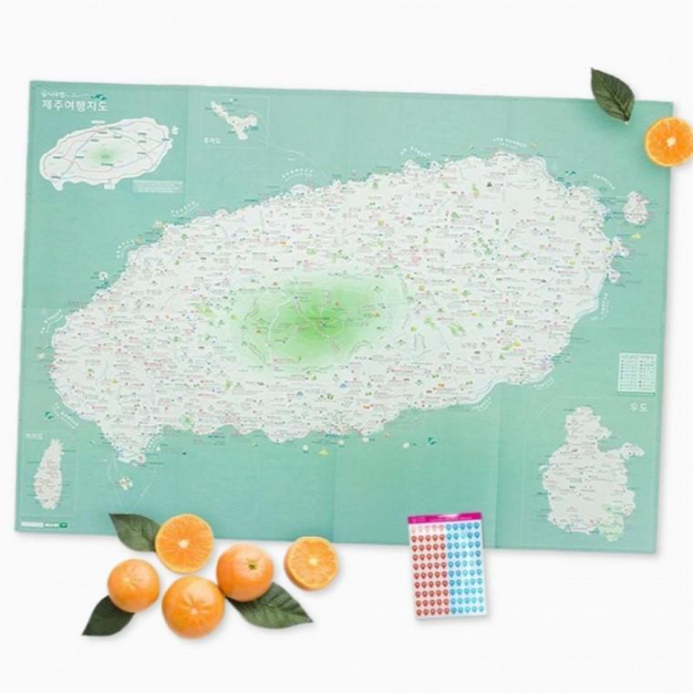 휴대용 제주도 지도 방수 국내 제주 관광 여행지도