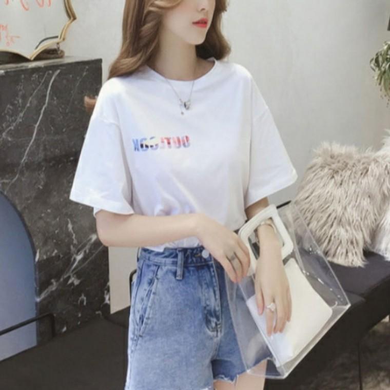 데일리 여성 반팔 티셔츠 오버핏 여자 여름 반팔티