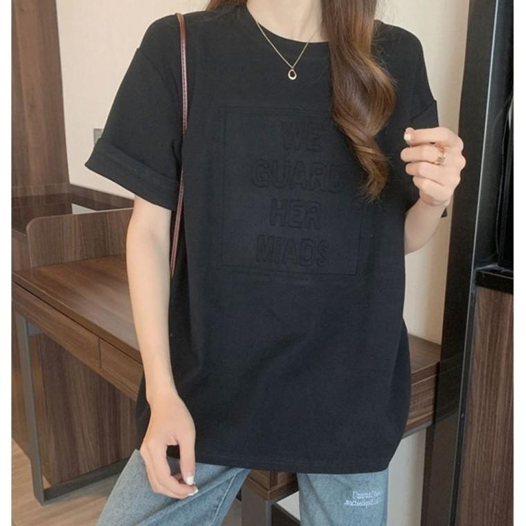 데일리 여자 반팔 티셔츠 오버핏 라운드넥 반팔티