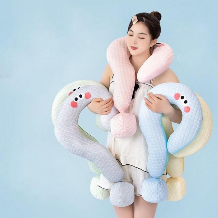 포근한 물음표 낮잠쿠션 휴대 사무실 차량용 힐링템 팔쿠션 낮잠 배게 베게