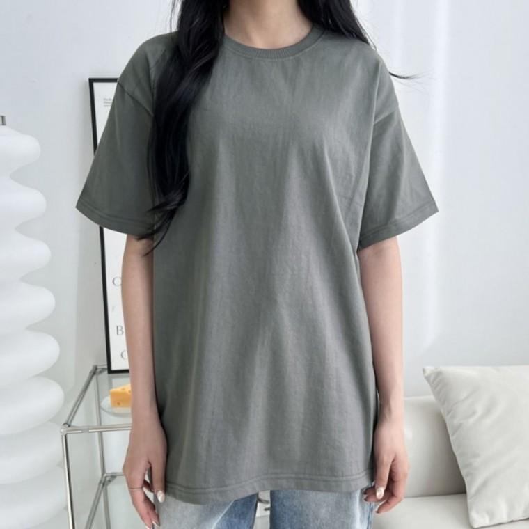 오버핏 여자 반팔 티셔츠 데일리 무지 박스 반팔티
