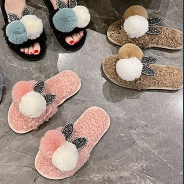 귀여운 거실화 토끼 여자 여성 털슬리퍼 사무실 실내화 털슬리퍼 기숙사슬리퍼