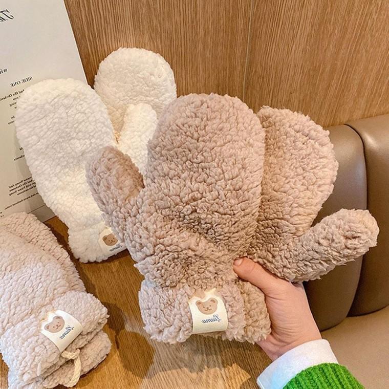 곰돌이 귀여운 따뜻한 양털 도톰 겨울 벙어리 장갑 여자 여성 보온성좋은 선물