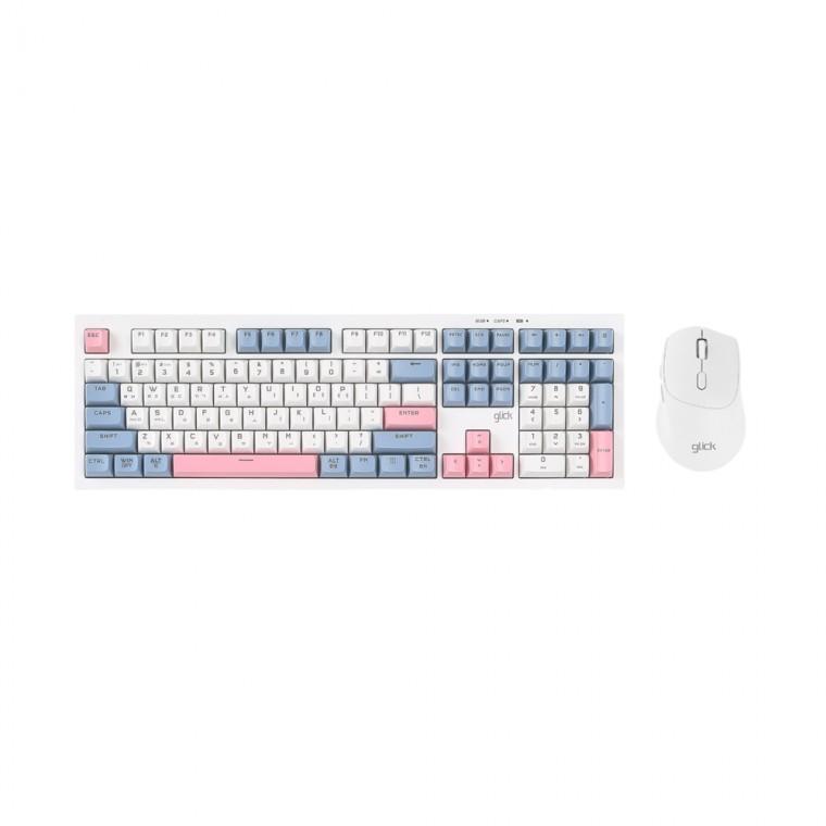 지클릭커 오피스프로 WMK50 사일런스 M 무소음 무선 블루투스 108 키보드 마우스 세트 Y PINK RC1