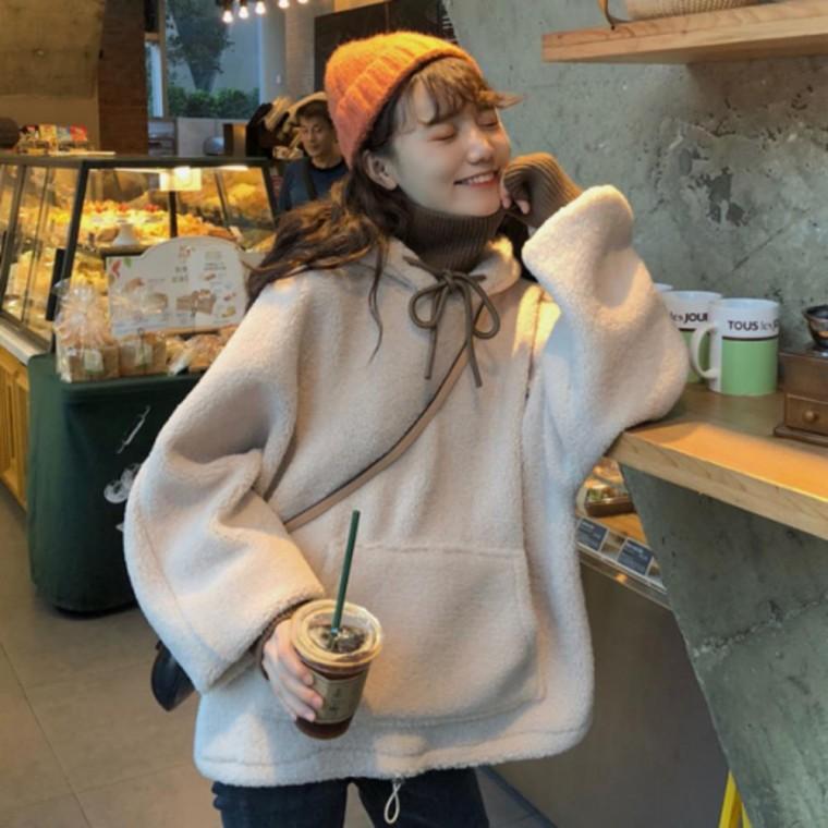 오버핏 플리스 양털 후리스 후드티 뽀글이 자켓 점퍼
