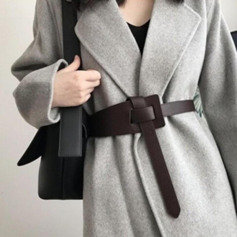 여성 코트 정장 포인트 벨트 가죽 슬림 버클 허리띠