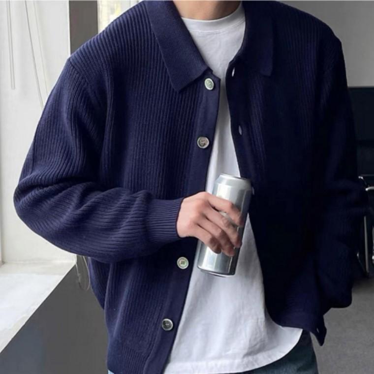 남성 하찌 니트 카라 가디건 베이직 간절기 카디건 데일리