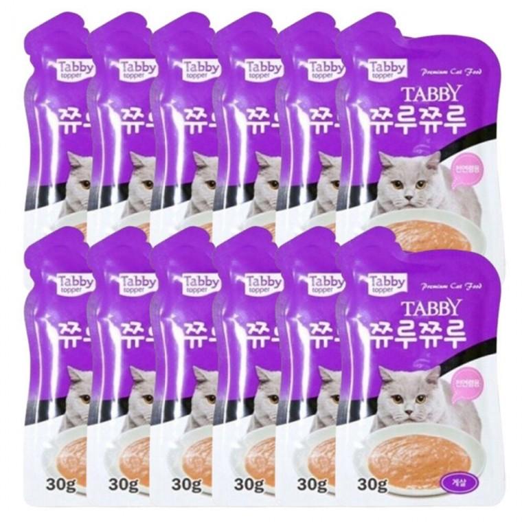 습식 고양이 파우치 간식 게살 30g 12P 짜먹는 스틱