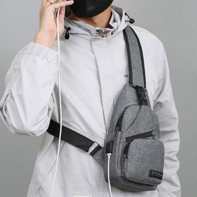 가벼운 남녀 USB 여행 크로스백 1P 커플 슬링백 수납