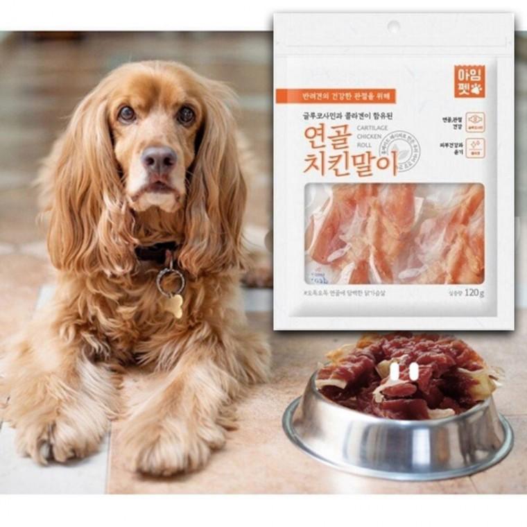 연골말이 강아지 간식 치킨 120g 1P 관절관리 치석