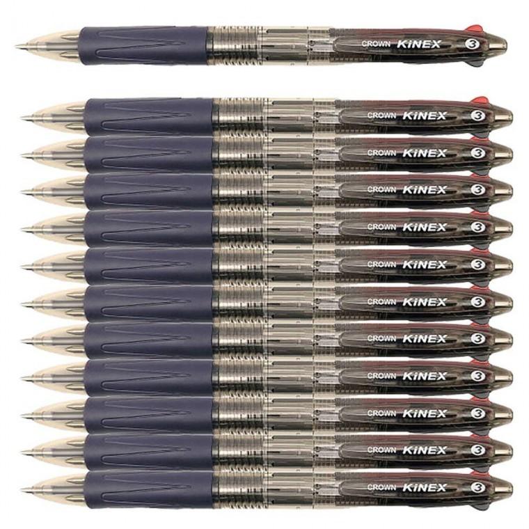 3색 노크식 볼펜 스모키 0.7mm 12개 1P 필기구 멀티펜