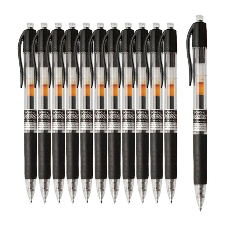 노크식 동아 소프트 볼펜 0.5mm 블랙 12개 1P 중성펜