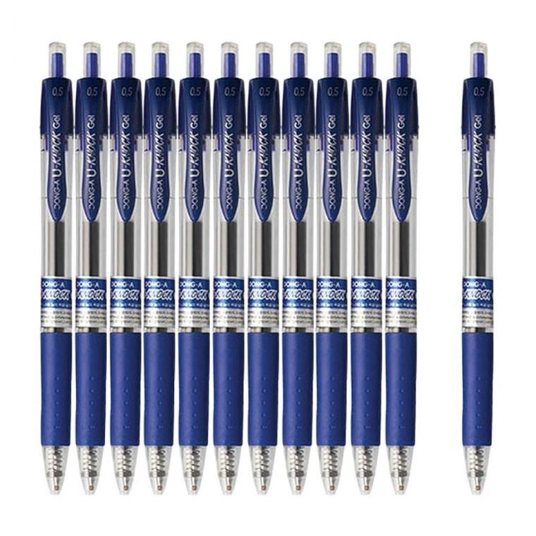 노크식 동아 소프트 볼펜 0.5mm 블루 12개 1P 중성펜