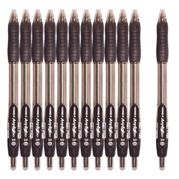 노크식 동아 유성 볼펜 블랙 1.0mm 12개 1P 필기도구