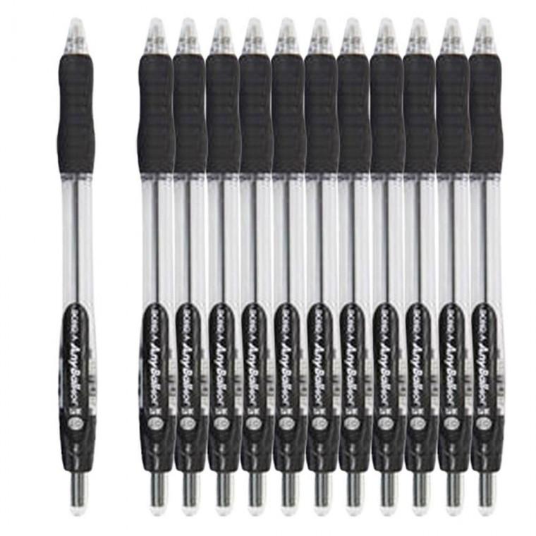 노크식 동아 유성 볼펜 블랙 0.5mm 12개 1P 필기도구