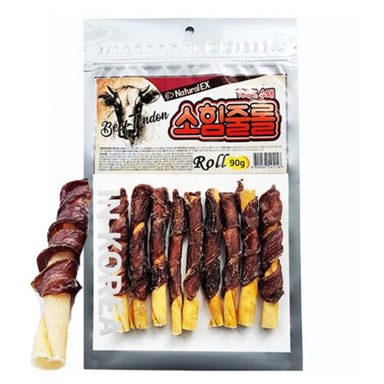 고기말이 강아지 껌간식 소힘줄롤 90g 1P 치석 개껌